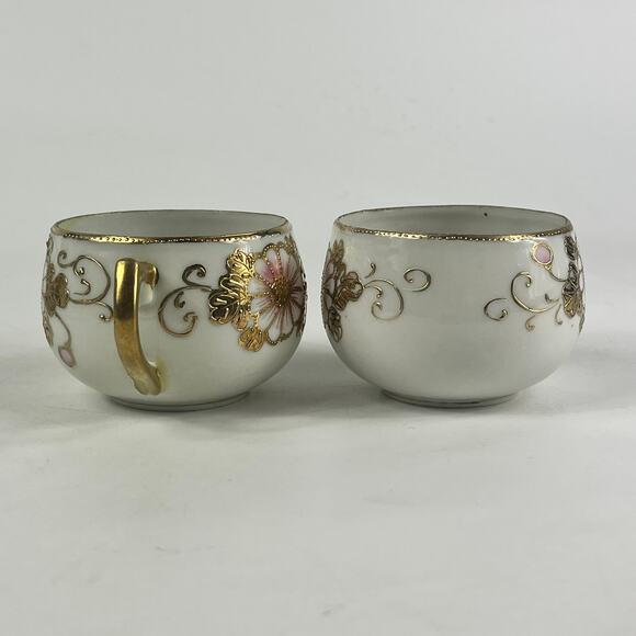 Vtg Nippon Hand-Painted Pink Rose Tea Set 12pc Teapot Creamer Gold Trim Japan - Picture 3 of 16